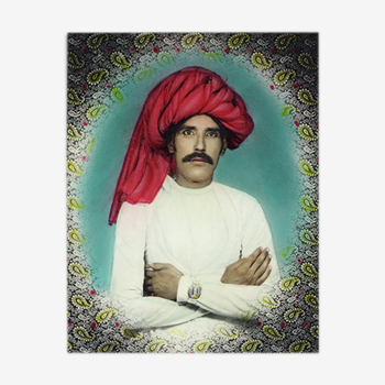 Devendra portrait hand-painted photography Rajasthan 60s