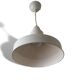 Scandinavian Industrial glossy white aluminium hanging lamp 1980s