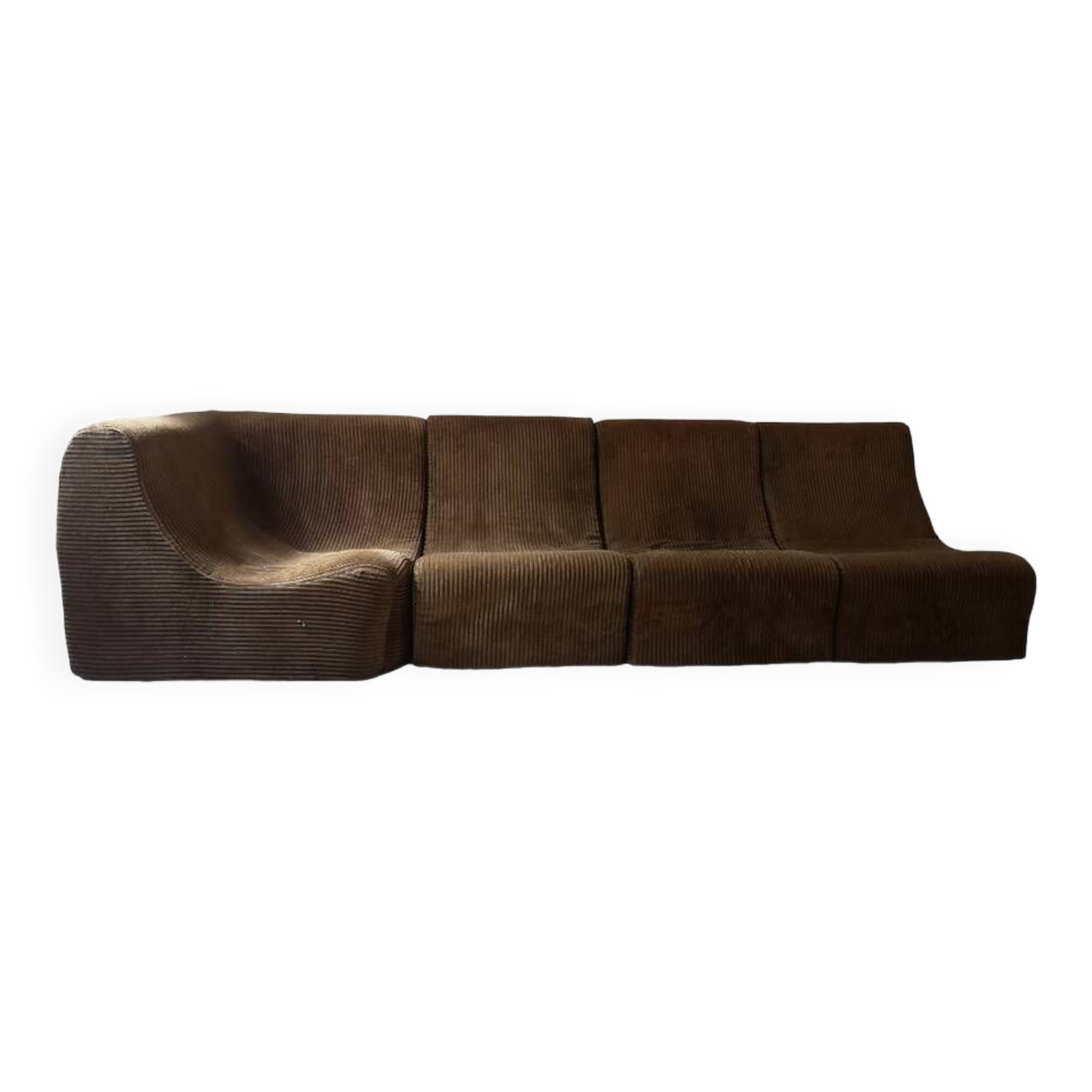Organic-shaped modular sofa in corduroy, 1970 design