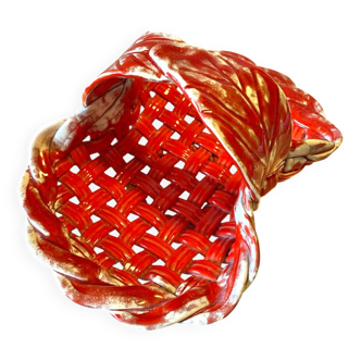 Corbeille en ceramique tressée rouge