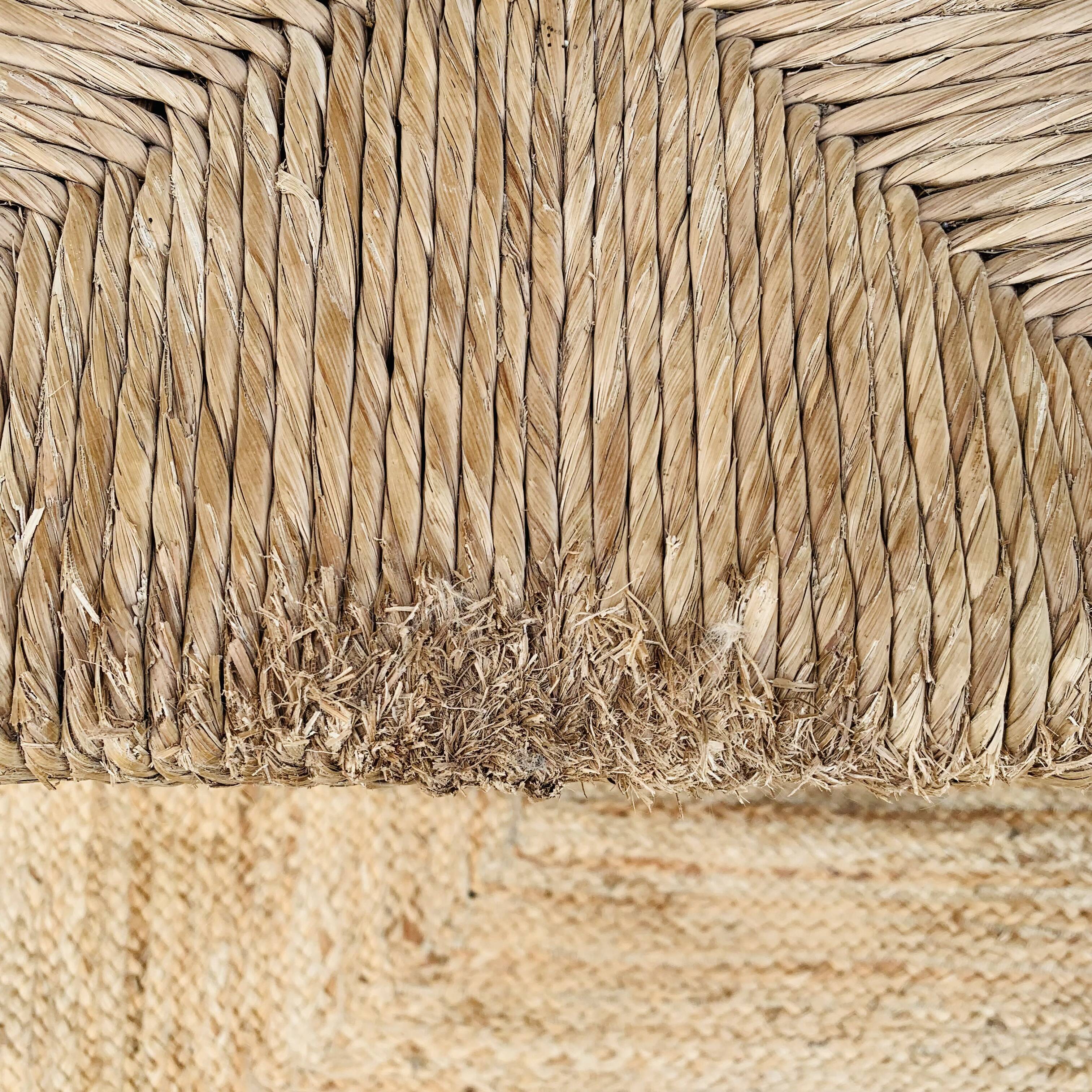 Pair of wooden and straw chairs