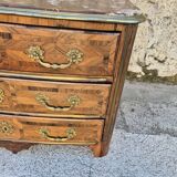 Louis xv 3-drawer chest of drawers in marquetry and bronze marble top