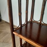 Vintage - set of 2 shelves of wooden floor, bamboo and rattan - 3 levels- retro 80s