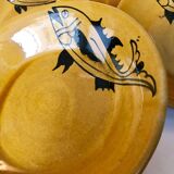 Lot de 6 assiettes creuses en faience peinte à la main