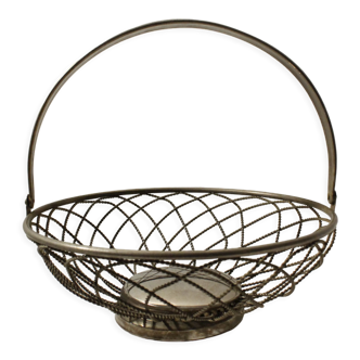 Vintage silver metal fruit basket