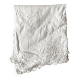 White cotton tablecloth with openwork embroidery 160X170 cm