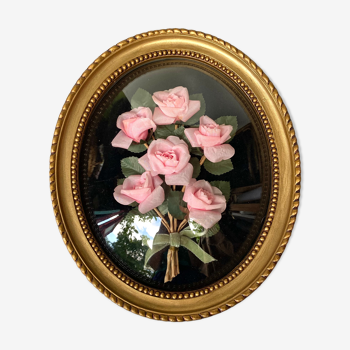 Oval frame domed glass curved roses