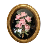 Oval frame domed glass curved roses