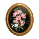 Cadre ovale verre bombé roses