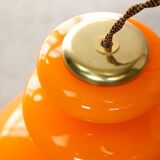 Mid-Century Italian Orange Glass & Brass Pendant Lamp, 60s