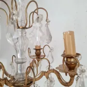 Antique Glass & Gilded Metal Chandelier 1900