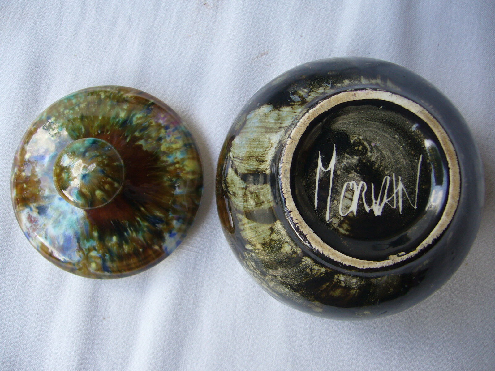 Morvan vintage ceramic coffee maker, sugar bowl and milk pitcher