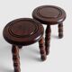 Mid-Century Chestnut Wood Stools Attributed to Charles Dudouyt, 1950s