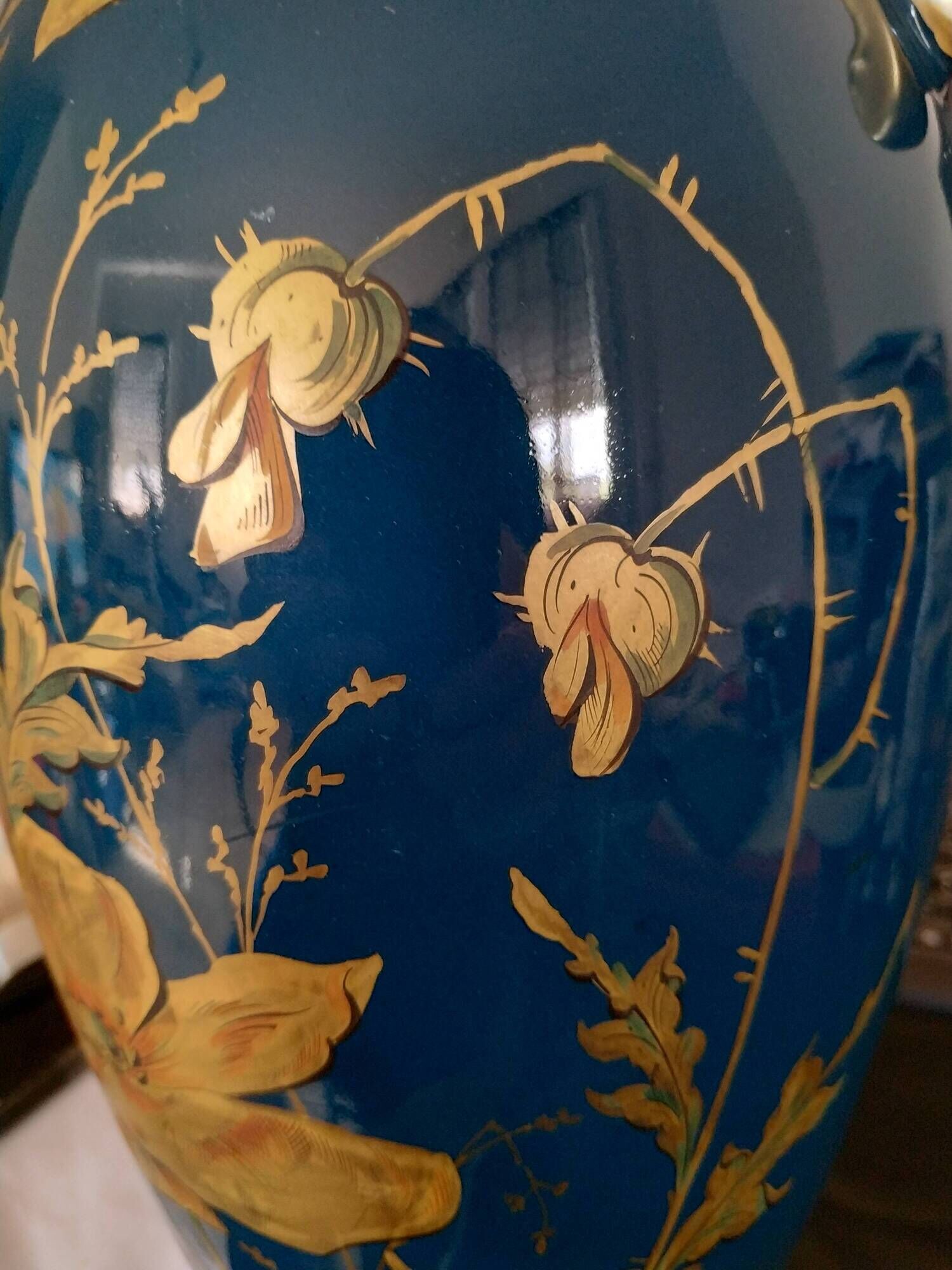 Pair of large vases Jaget and Pinon decoration with poppies 1920