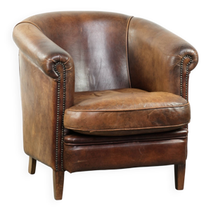 Fauteuil club en cuir - mouton