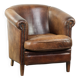 Fauteuil club en cuir de mouton vintage