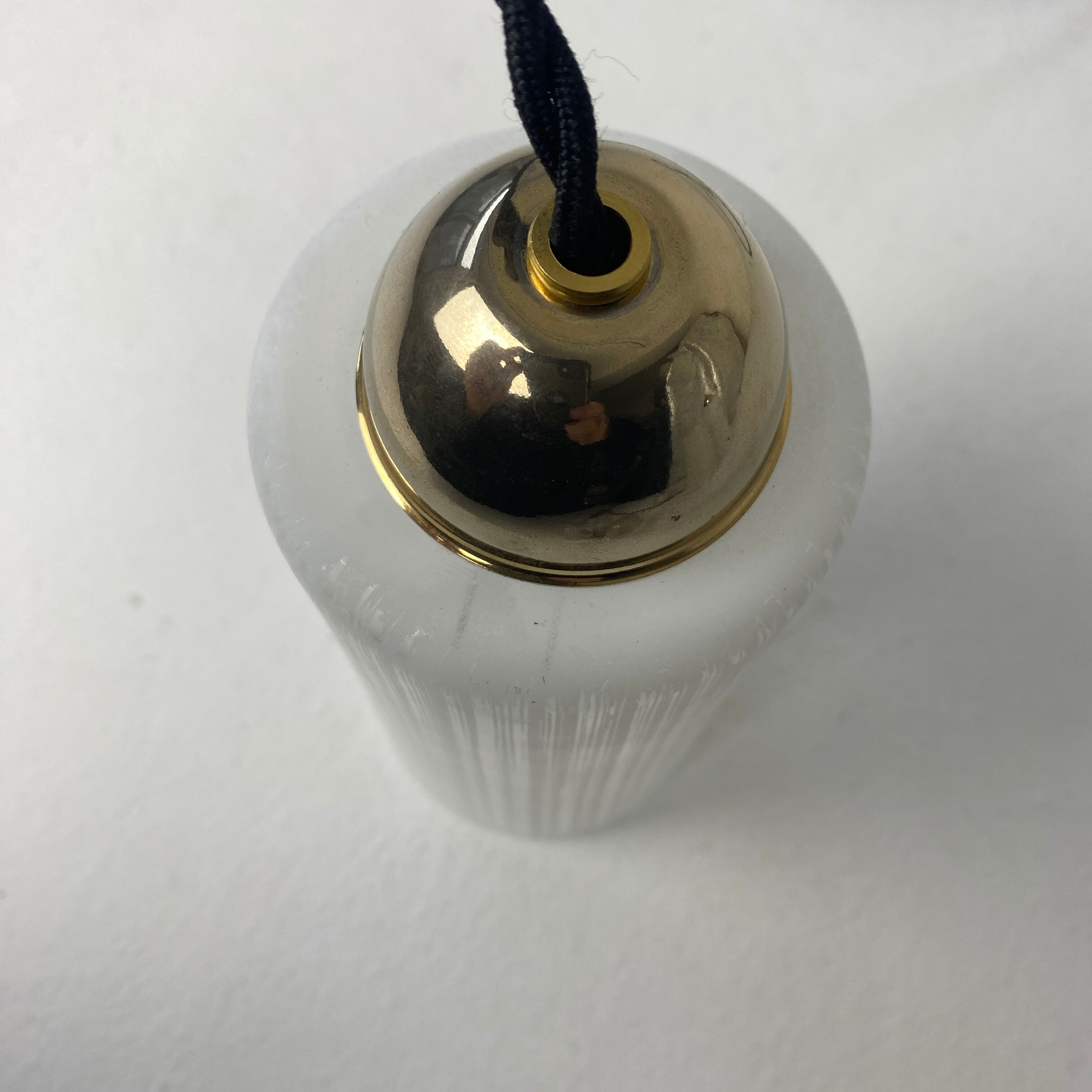 Pair of vintage glass pendant lamps