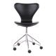 Seven office chair - Model 3117 - Black leather - Swivel function - Arne Jacobsen - Fritz Hansen