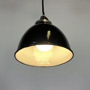 Industrial black enamel pendant lamp, 1950s