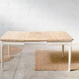 Table de ferme en bois – pied crème