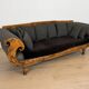 Large Biedermeier sofa for 3/4 people in striped Norwegian wood – 19th century