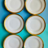 Lot 6 GDA white hollow plates golden edge 50s