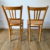 Set of 5 Luterma light blond wood bistro chairs from the 50s