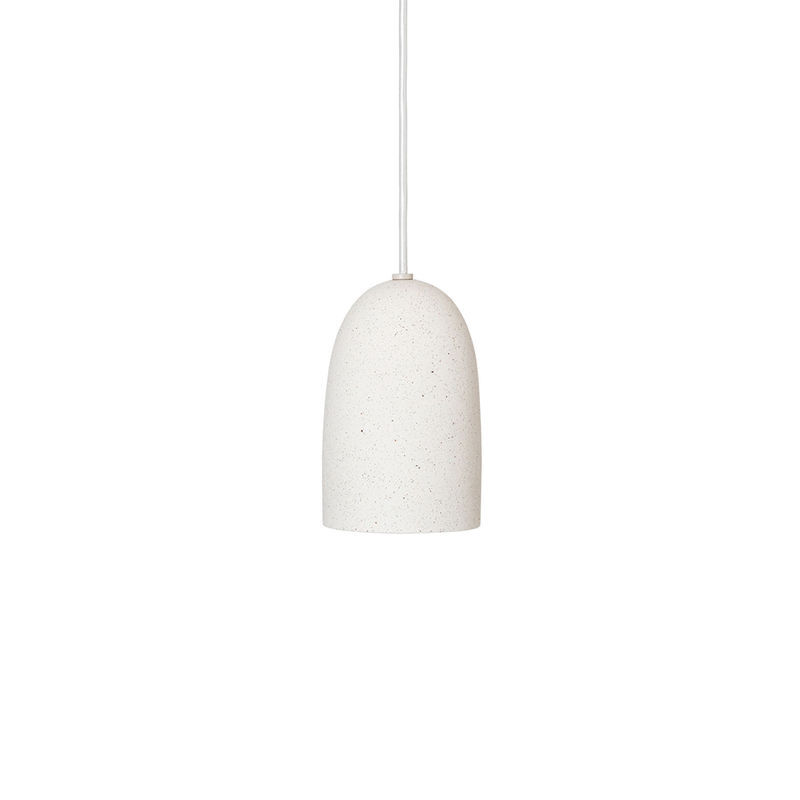 Speckled white ceramic suspended light fixture