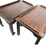 Serving trolley, rolling table with 2 wooden shelves