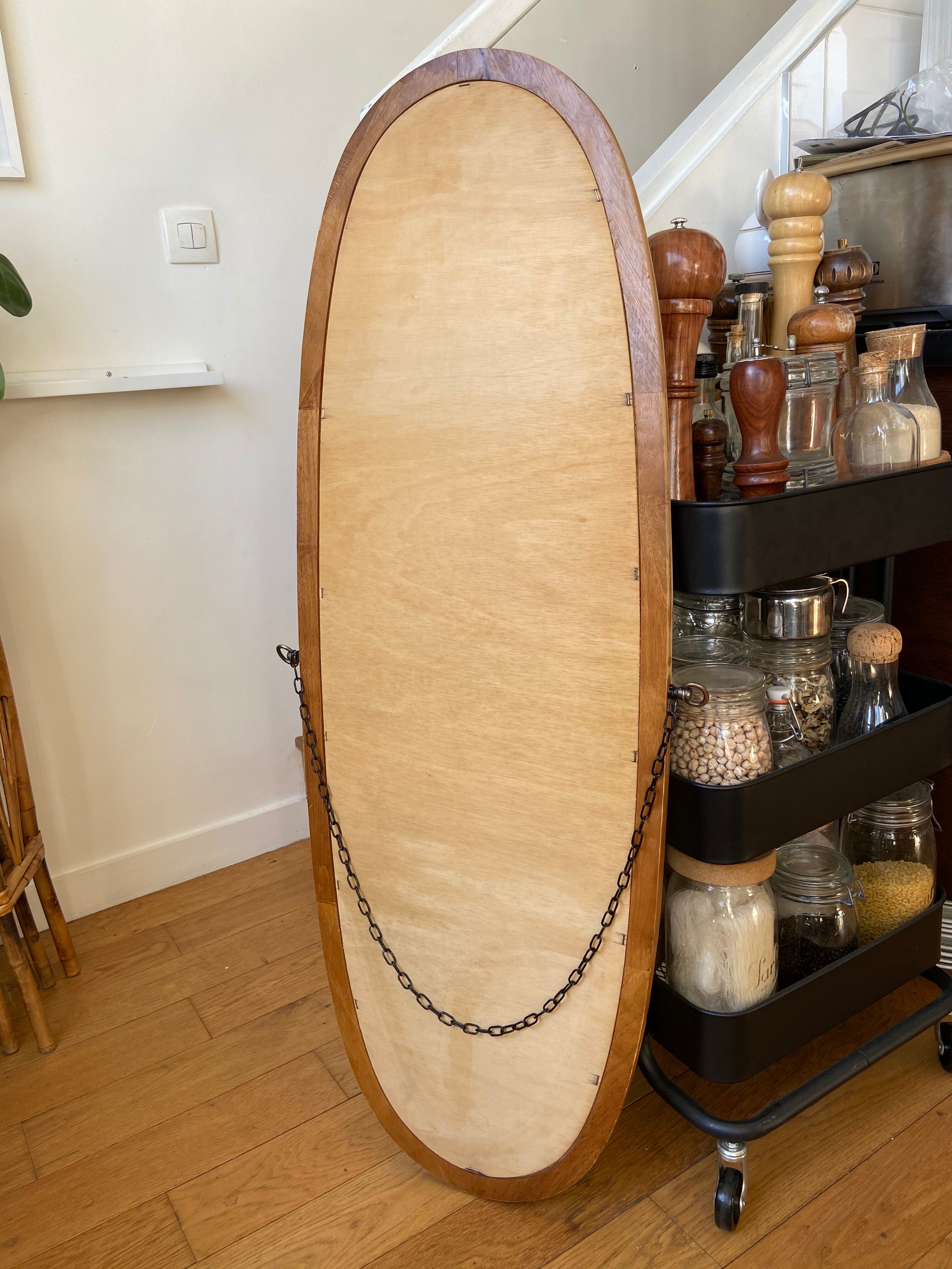 Miroir ovale en bois 118 x 42 cm