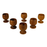 6 teak egg cups
