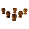 6 teak egg cups