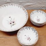Set salad bowl and 8 Sarreguemines cups