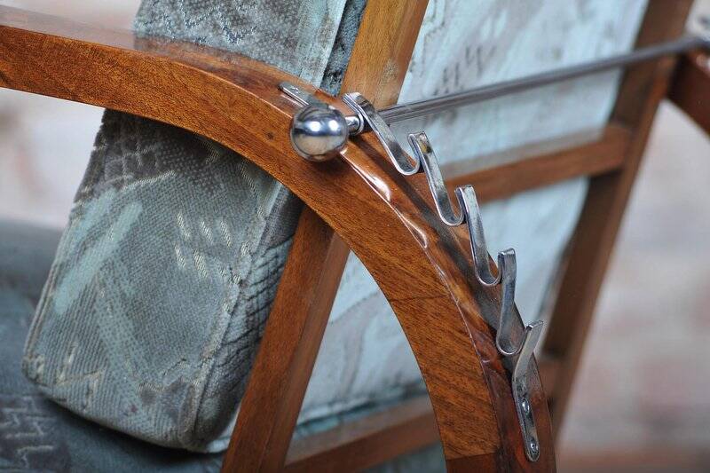Czech Art Deco Walnut and Chrome Reclining Armchair, 1930s