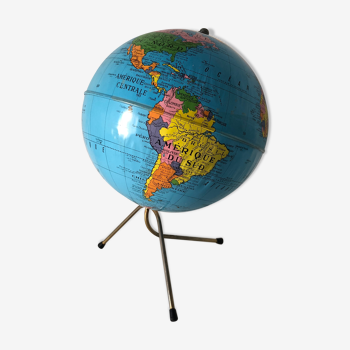 Globe terrestre Taride tripode 29cm vintage 1960