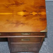 Vintage Military Campaign Twin Desk in Yew Wood