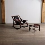 Liceu de Artes e Oficios rocking chair with ottoman, Brazil 1960s