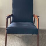 Scandinavian armchair in teak and velvet from the 60s