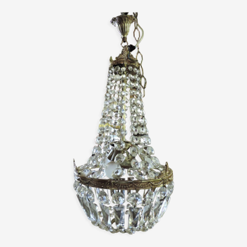 Lustre montgolfière en cristal 1970