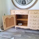 Low buffet in renovated solid cherry wood – Revisited Louis XV style – 250 cm