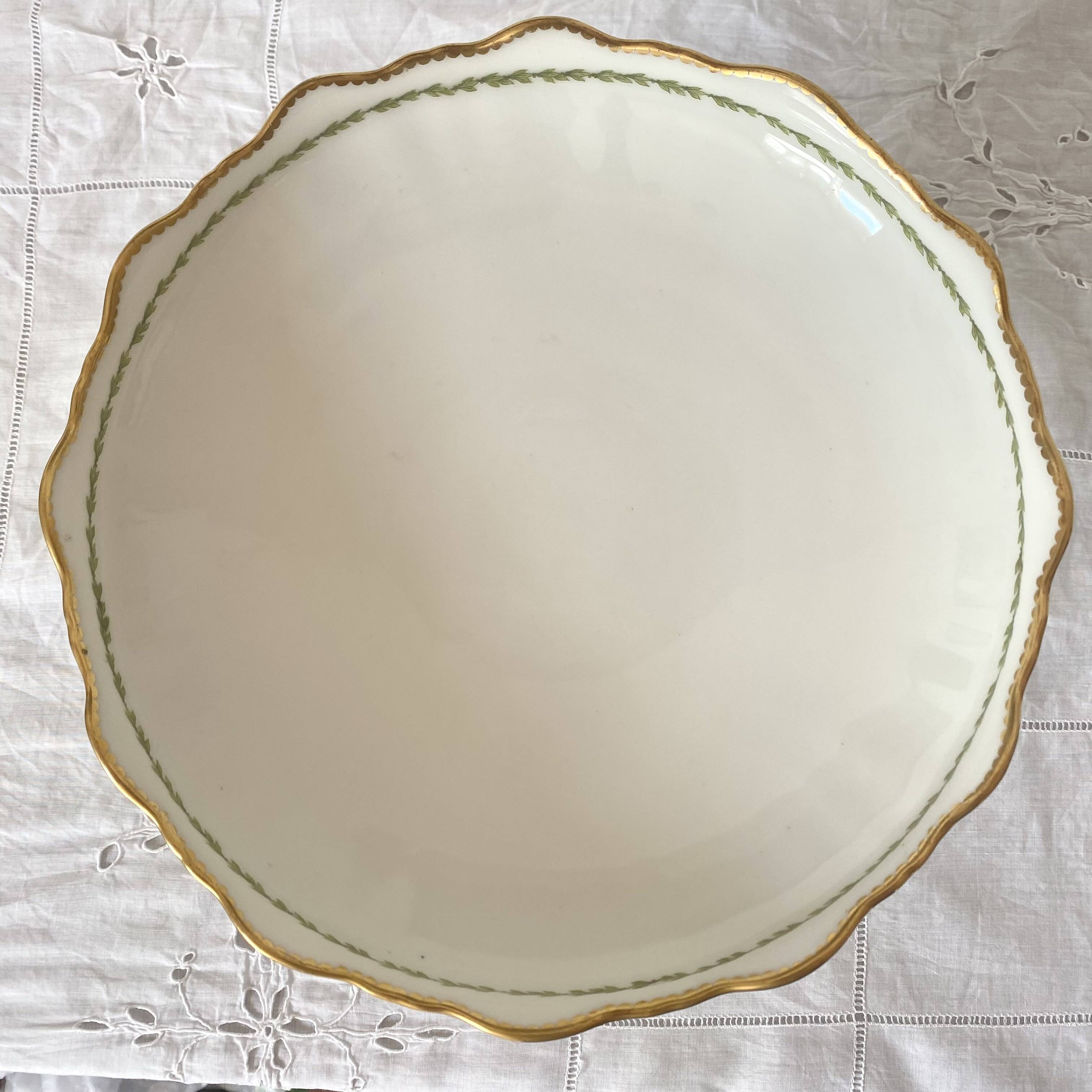 Antique fruit bowl, footed bowl in Limoges porcelain - Perrier Paris