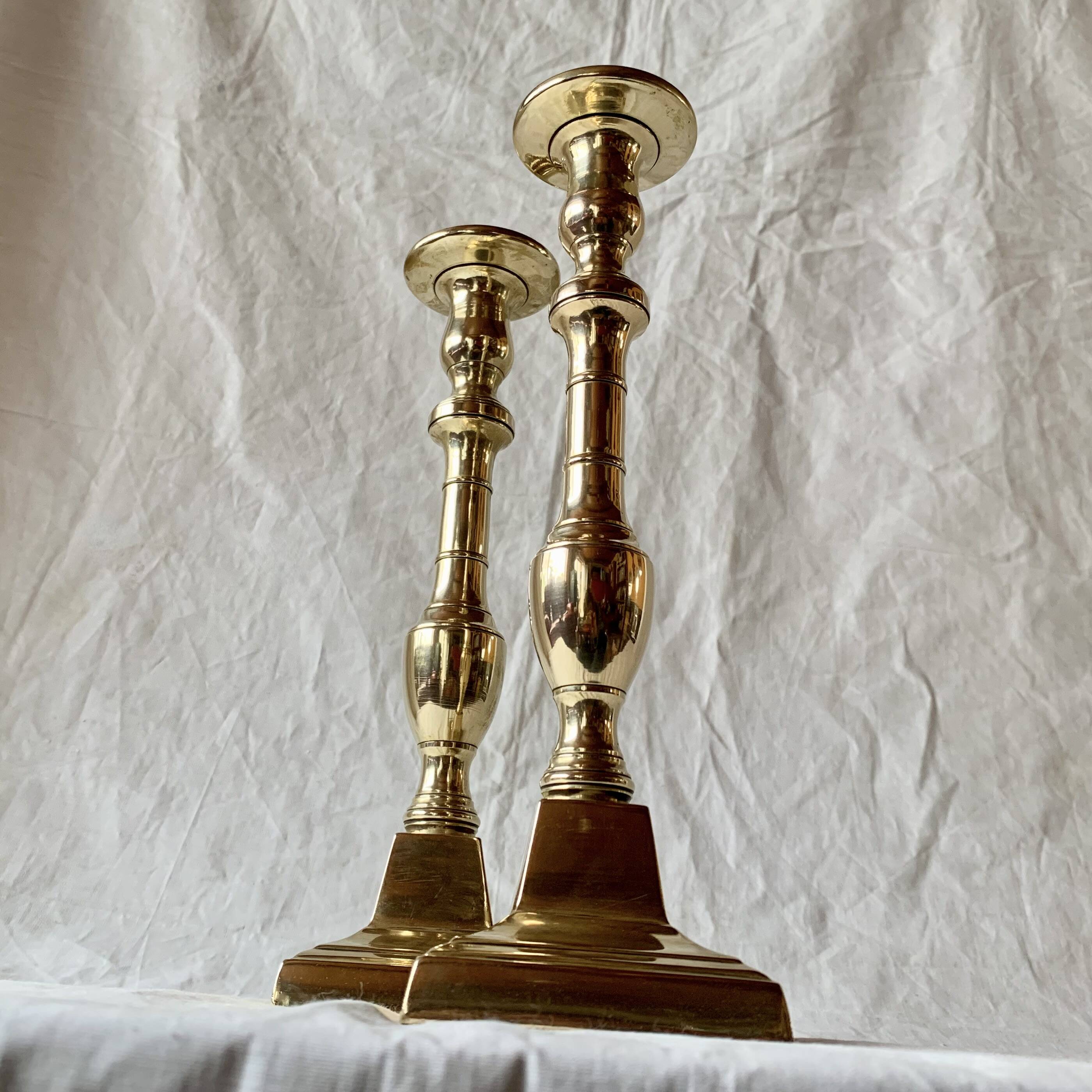 Pair of antique brass candlesticks