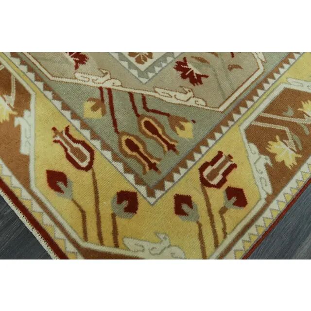 1970s Vintage Turkish Oushak Handmade Wool Cotton Beige Area Rug 155x233