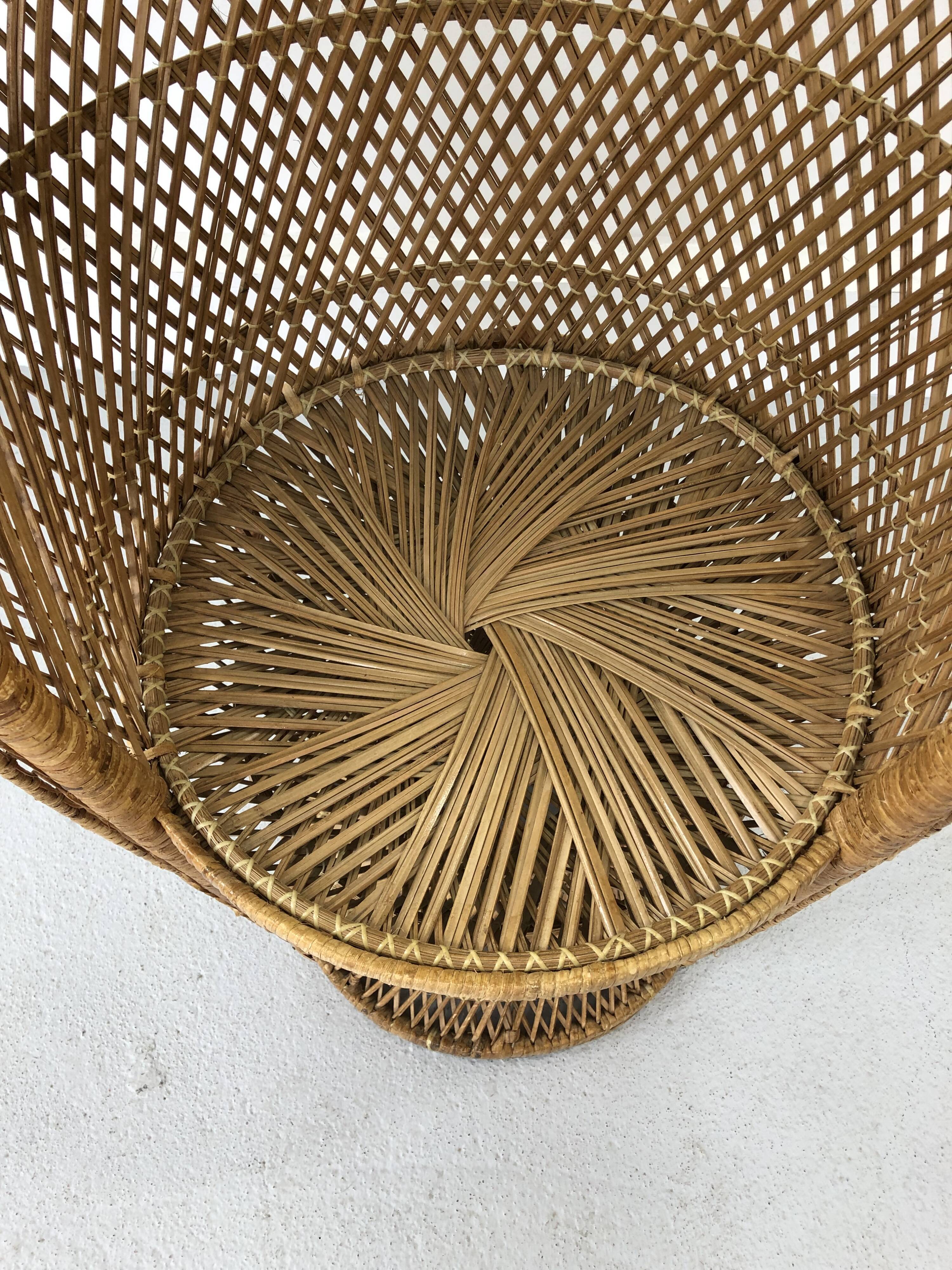 Vintage rattan and wicker peacock chair