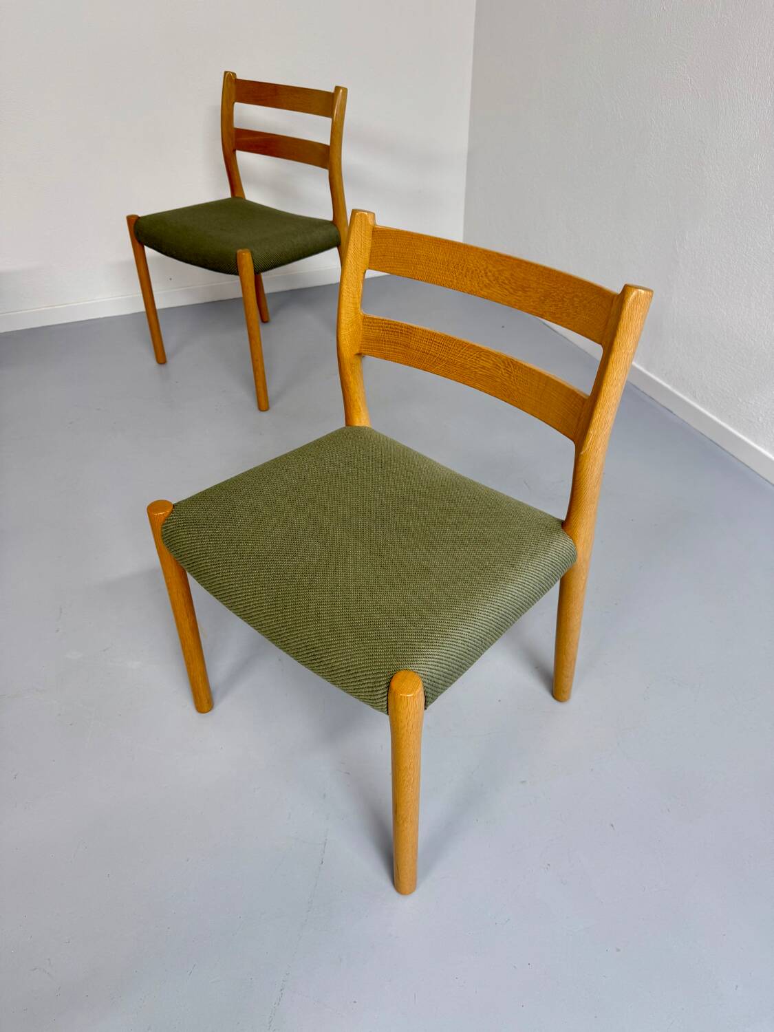 Set of 4 beech chairs designed by Niels Otto Møller, solid vintage beech