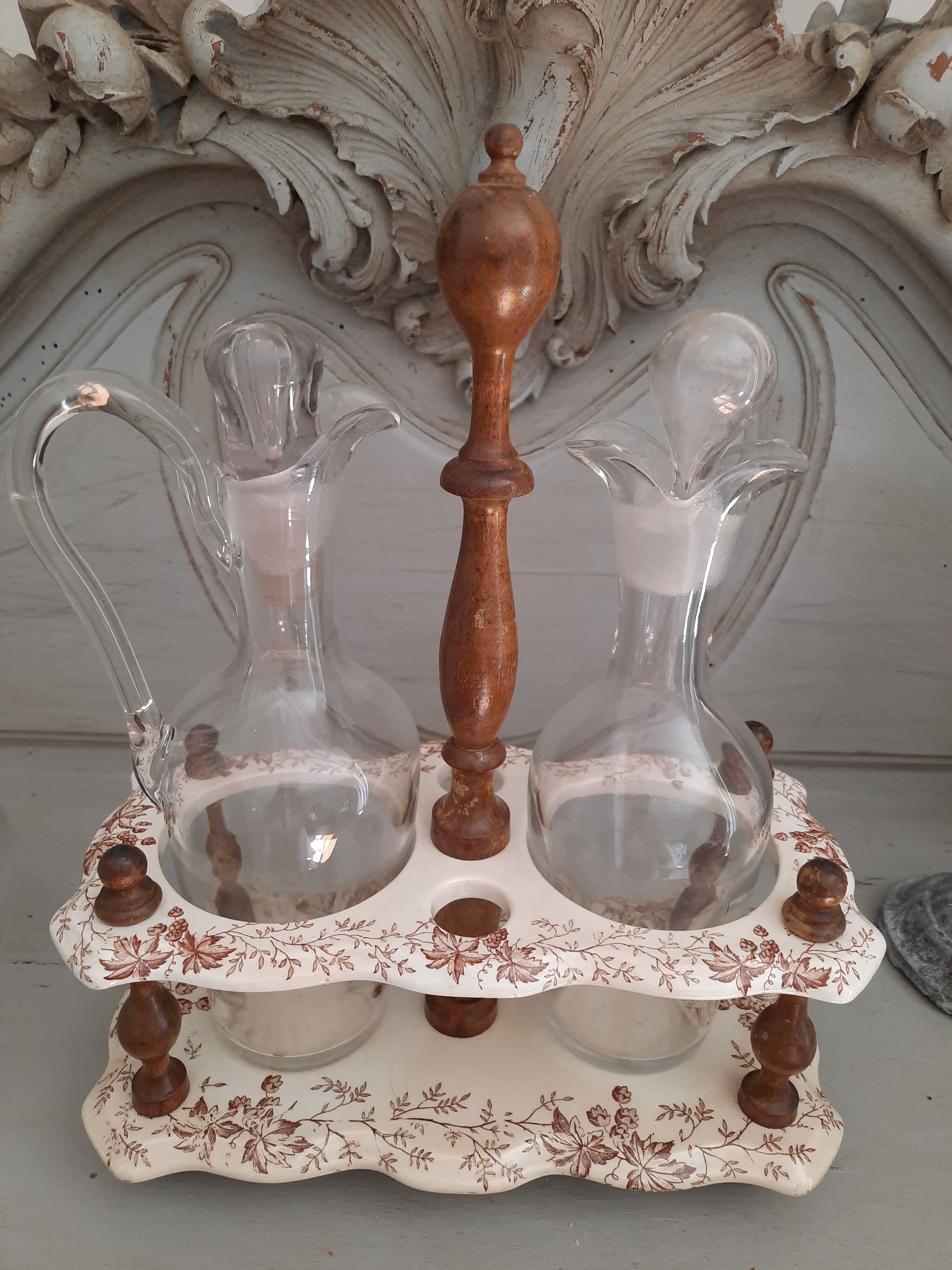 Oil and vinegar maker in earthenware iron earth napoleon III era