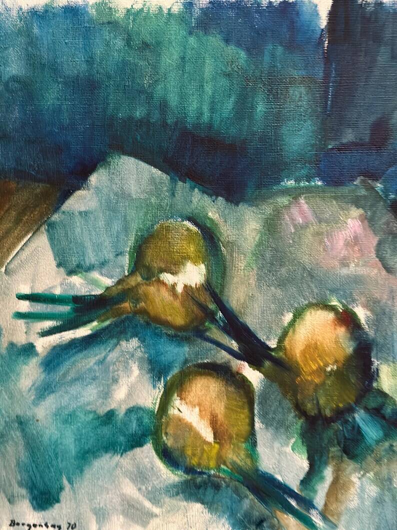 Original Swedish Oil on Canvas – "Abstract Composition" by Bergengren – Signed – Dated 1970 – Framed – 69 × 54 cm (27.2" × 21.3")