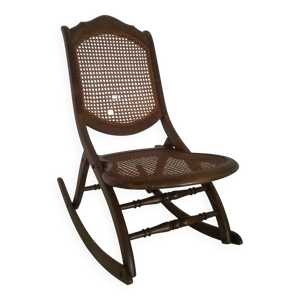 Fauteuil à bascule en cannage vintage