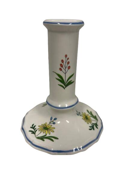 Candle holder in Gien, birds of paradise decor