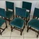 Set of 6 blue velvet chairs in Louis XIII 19th century style